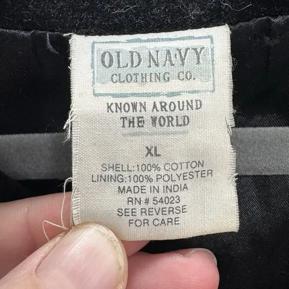 Vintage 90s Old Navy Velvet Pea Coat Sz XL Black Witchy Goth Grunge Regency Gorp - Picture 7 of 11